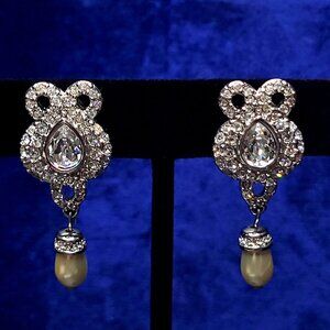 Swarovski Clear Rhinestone and Silver-Tone Clip-On Earrings